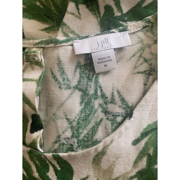 J Jill Linen Blend Bamboo Print Shirt Size Medium - Picture 3 of 4